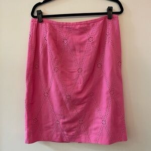 Linen Blend Eyelet Skirt Bubblegum Pink Size 14